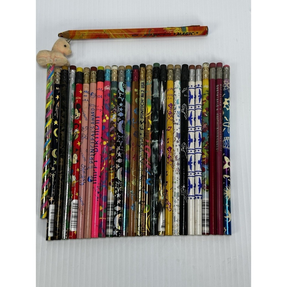 Lot 27 Vintage 90s Pencils Micky Mouse‎ Foil Unicorn Magic Moonbeams USA